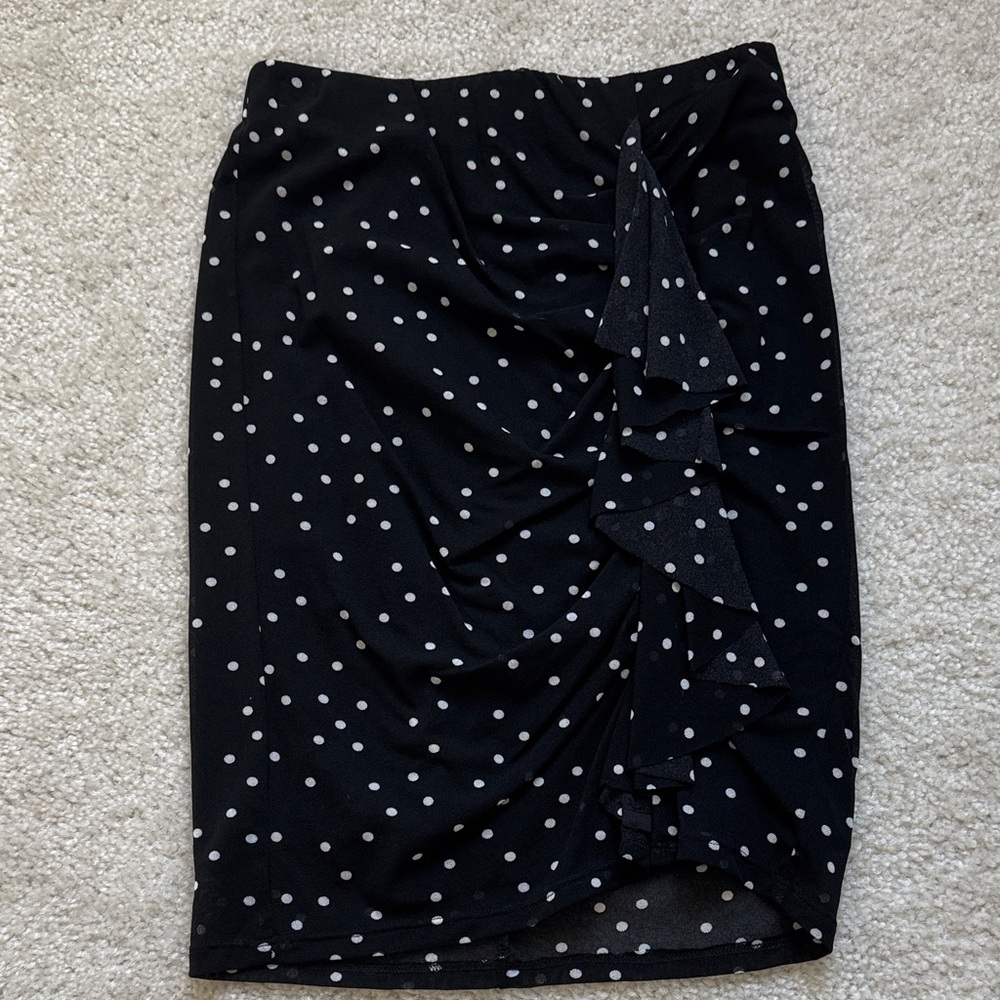 Vince Camuto Black and White Polka Dot Pencil Skirt
